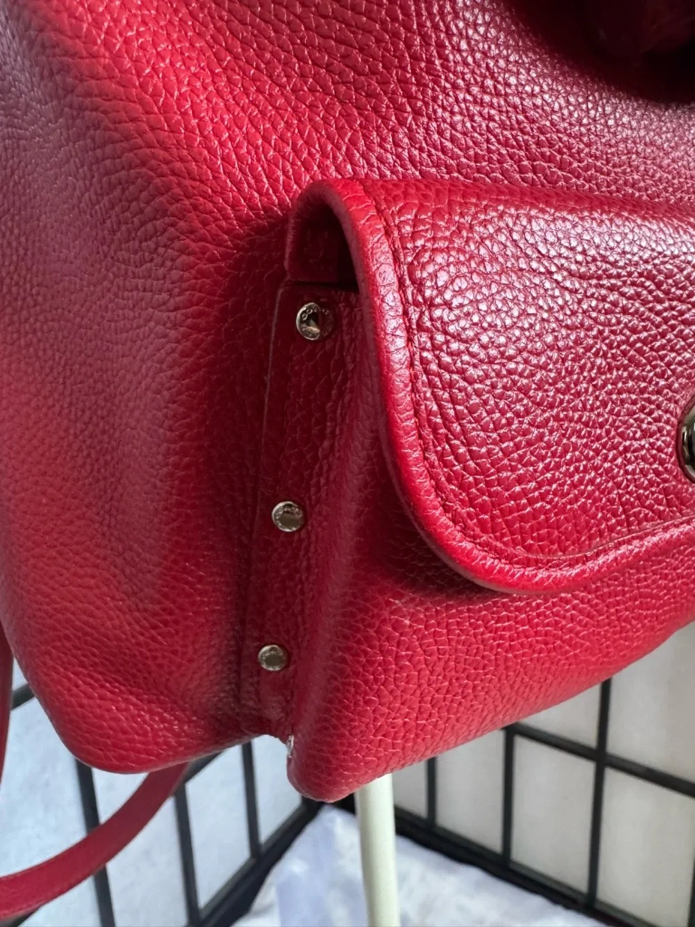 Coach Red Pebbled Leather Mini Turnlock Rucksack - Picture 4 of 12